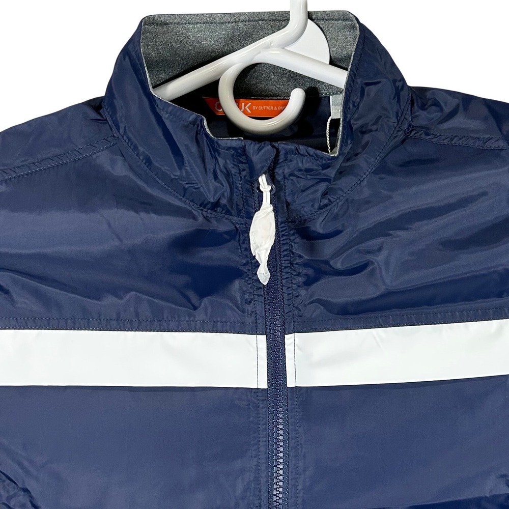 CBUK by Cutter & Buck Women's Hybrid‎ Windbreaker Jacket Navy Blue Grey Large